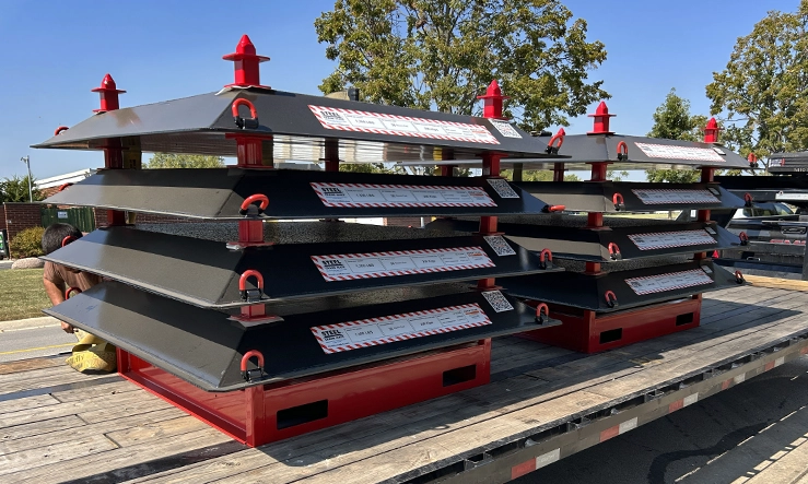 raptor tech rack and stack system with stacking cones on a trailer